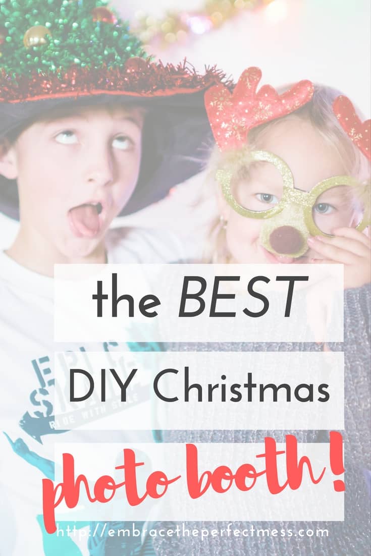 Adding a DIY Christmas party photo booth to your Christmas party is such a fun way to make sure you capture all of your guests! #photobooth #Christmasphotobooth #diyphotobooth 