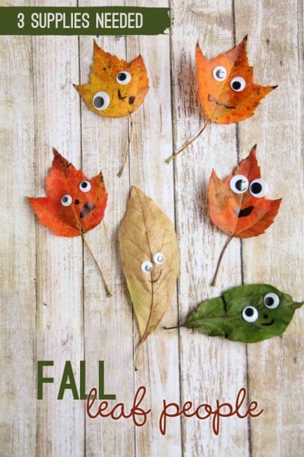 These kid crafts that use leaves are so fun, and simple.