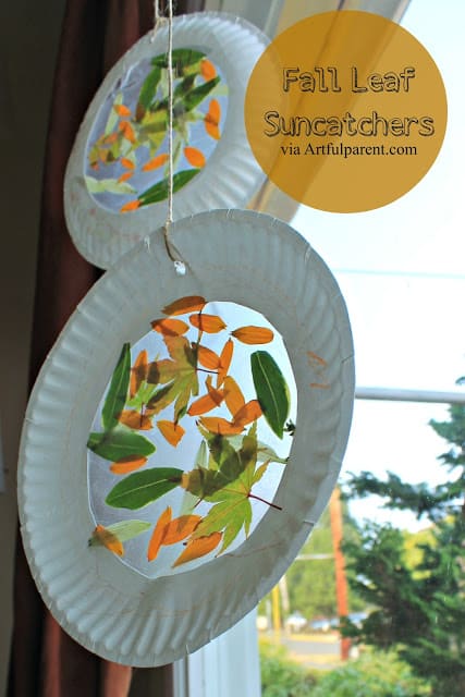 These kid crafts that use leaves are so fun, and simple.