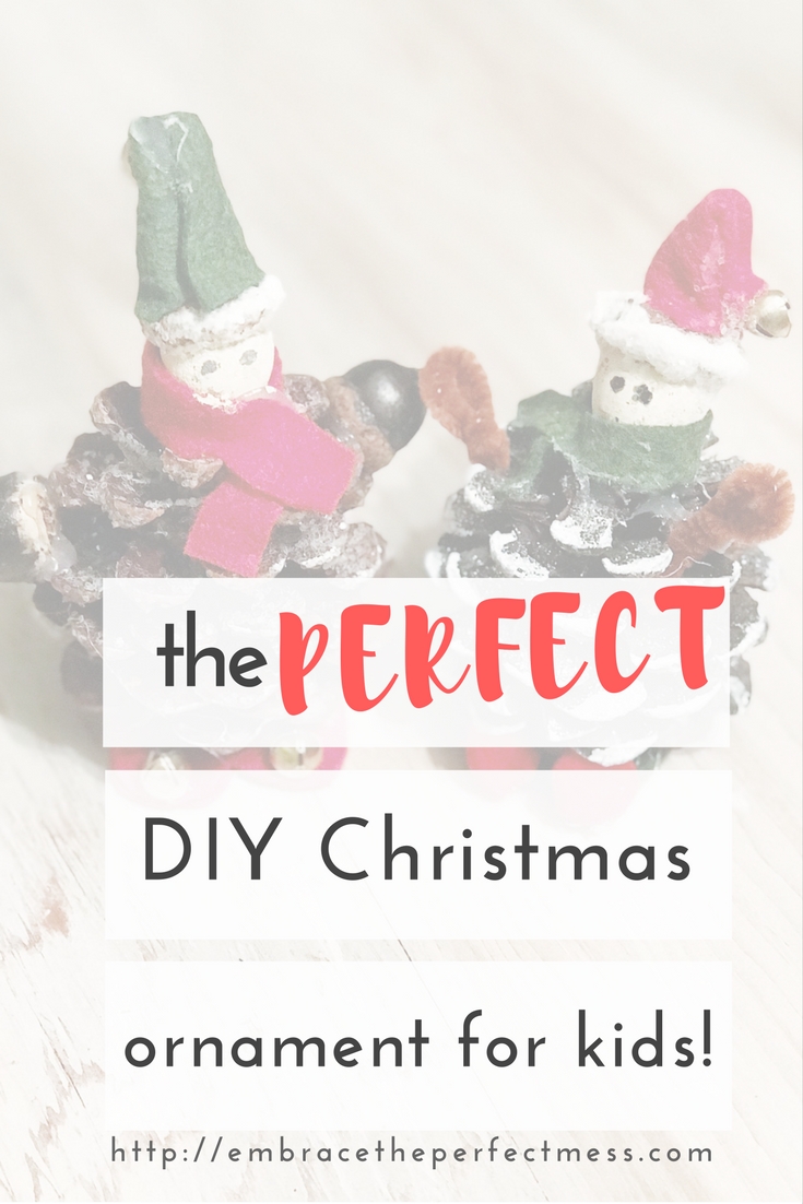 This easy DIY pine cone elf ornament is the perfect way for your kids to make something to hang on the tree. It was really simple, and so cute!
